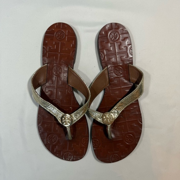 Tory Burch Gold and Brown Sandals - Picture 1 of 6